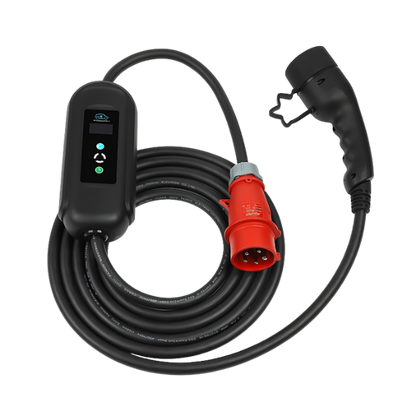 BlackCharge® 3.0 Mobiele EV Krachtstroomlader | Type 2 naar CEE 11 kW – Instelbaar & Weerbestendig – Met LCD-display & Timerfunctie