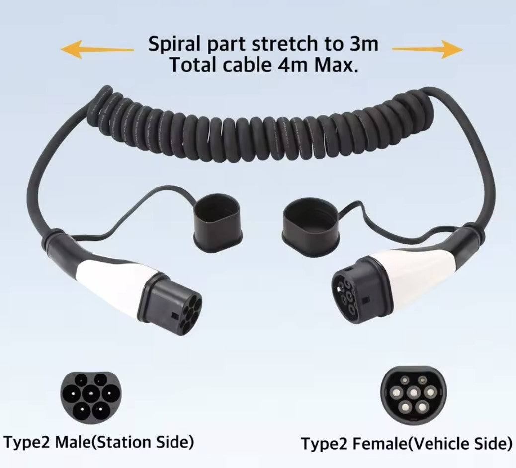 BlackCharge® Flex Laadkabel Type2 naar Type2 Mennekes – 7/11/22kW