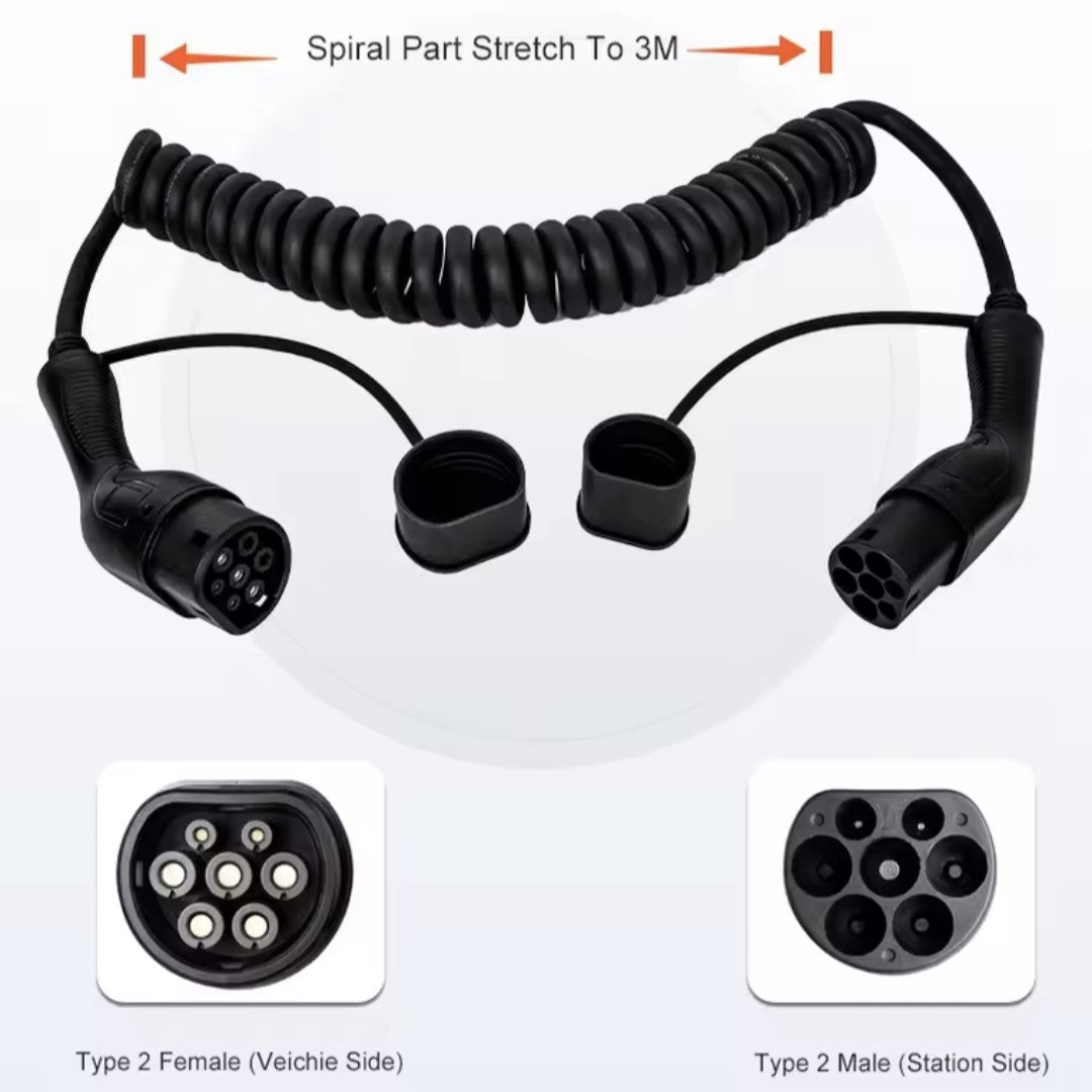 BlackCharge® Flex Laadkabel Type2 naar Type2 Mennekes – 7/11/22kW