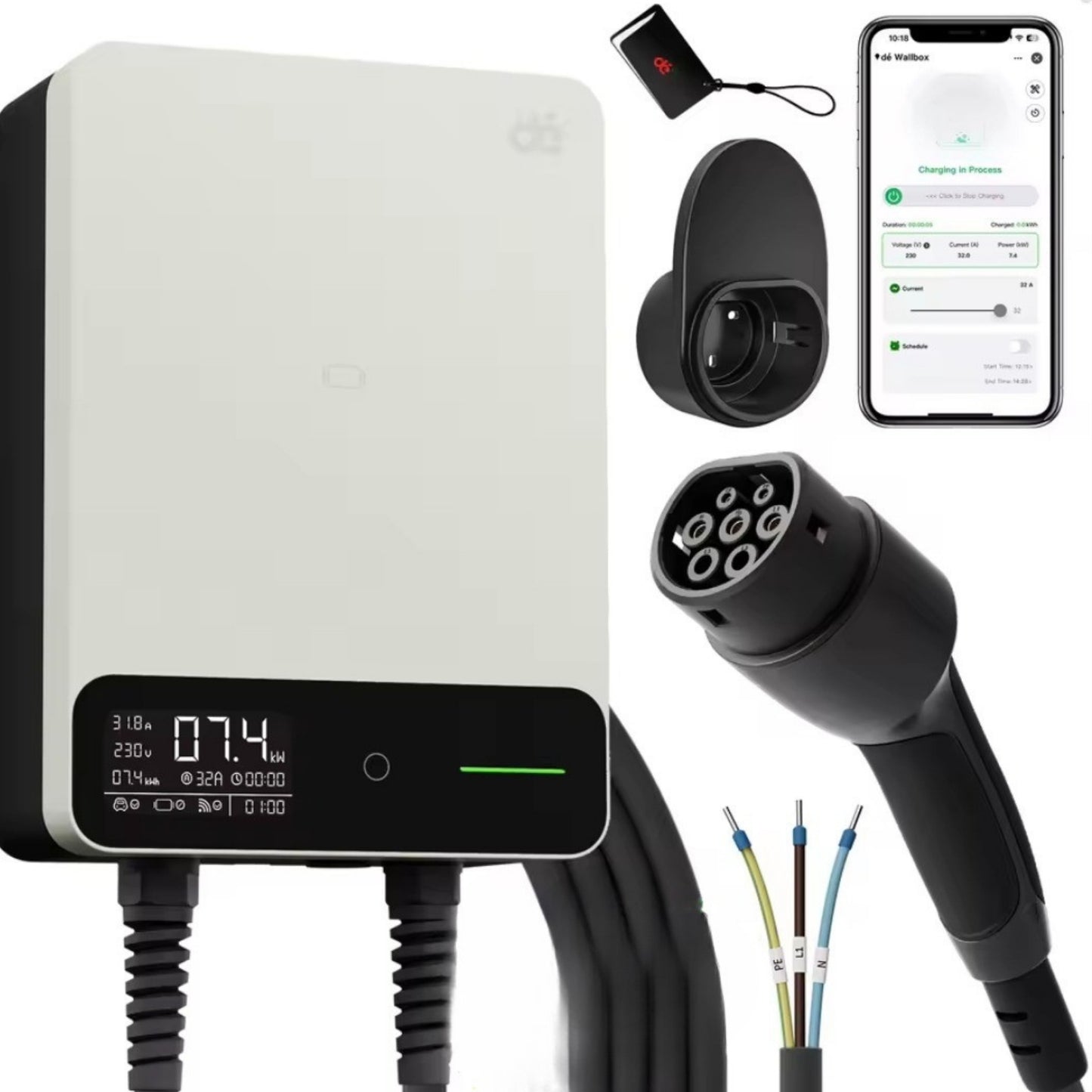 BlackCharge® Wallbox Home 7,4kW – Slimme EV Lader met App & RFID