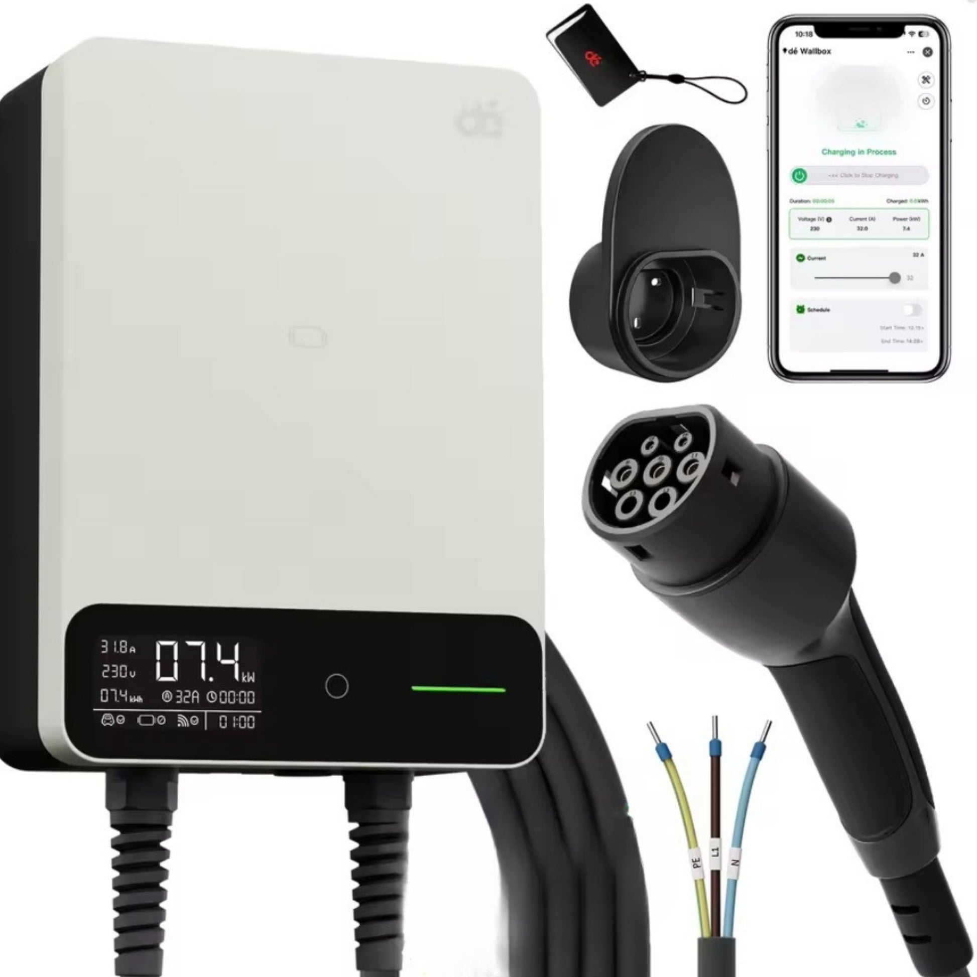 BlackCharge® Wallbox Home 7,4kW – Slimme EV Lader met App & RFID