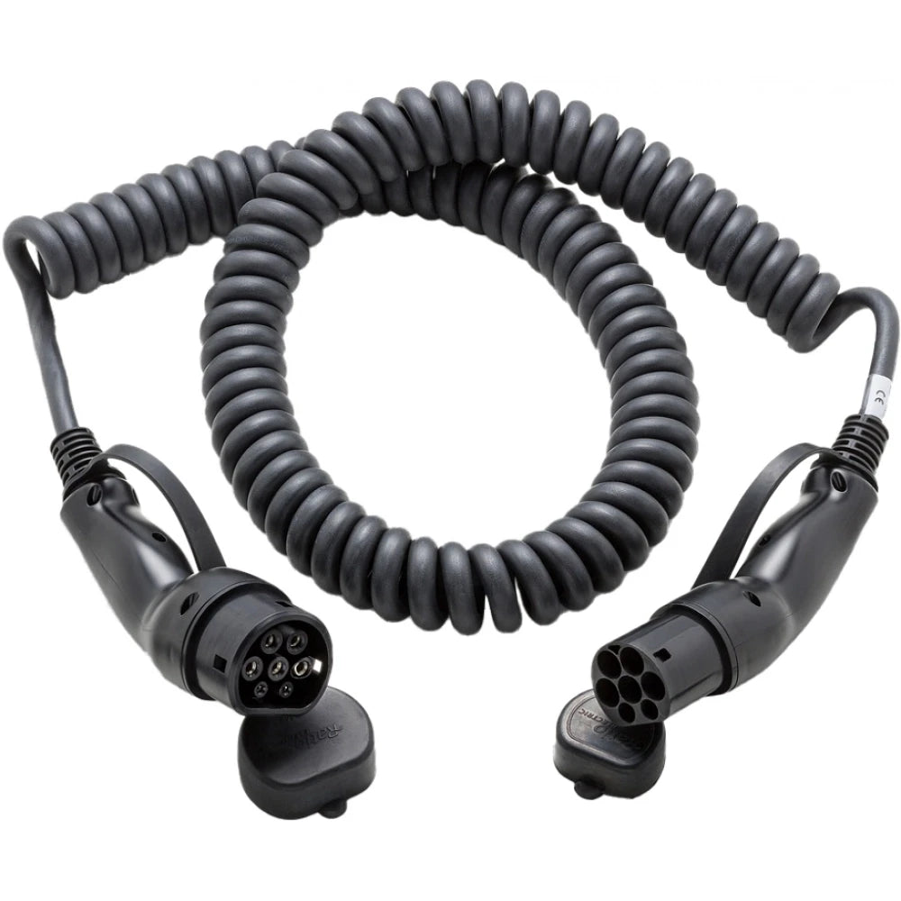 Ratio E-Line Type 2 Laadkabel – Coiled | 3 Fase | 16A | 11kW | 4 Meter | Spiraalkabel - BlackCharge Default Title