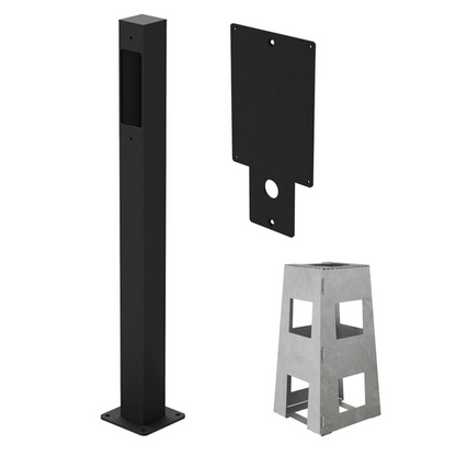 Montagepaal voor Zaptec Go – vrijstaande installatiepaal in zwarte afwerking