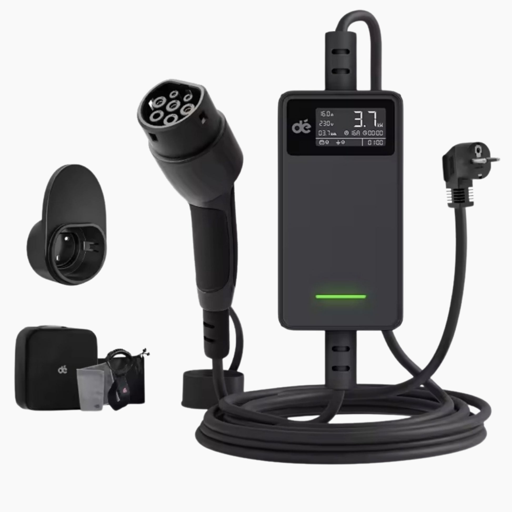 Dé EV Oplader 3.7kW | Schuko | Type 2 | Draagbaar | Instelbaar 6A-16A | 6-25m kabel - BlackCharge 6 meter