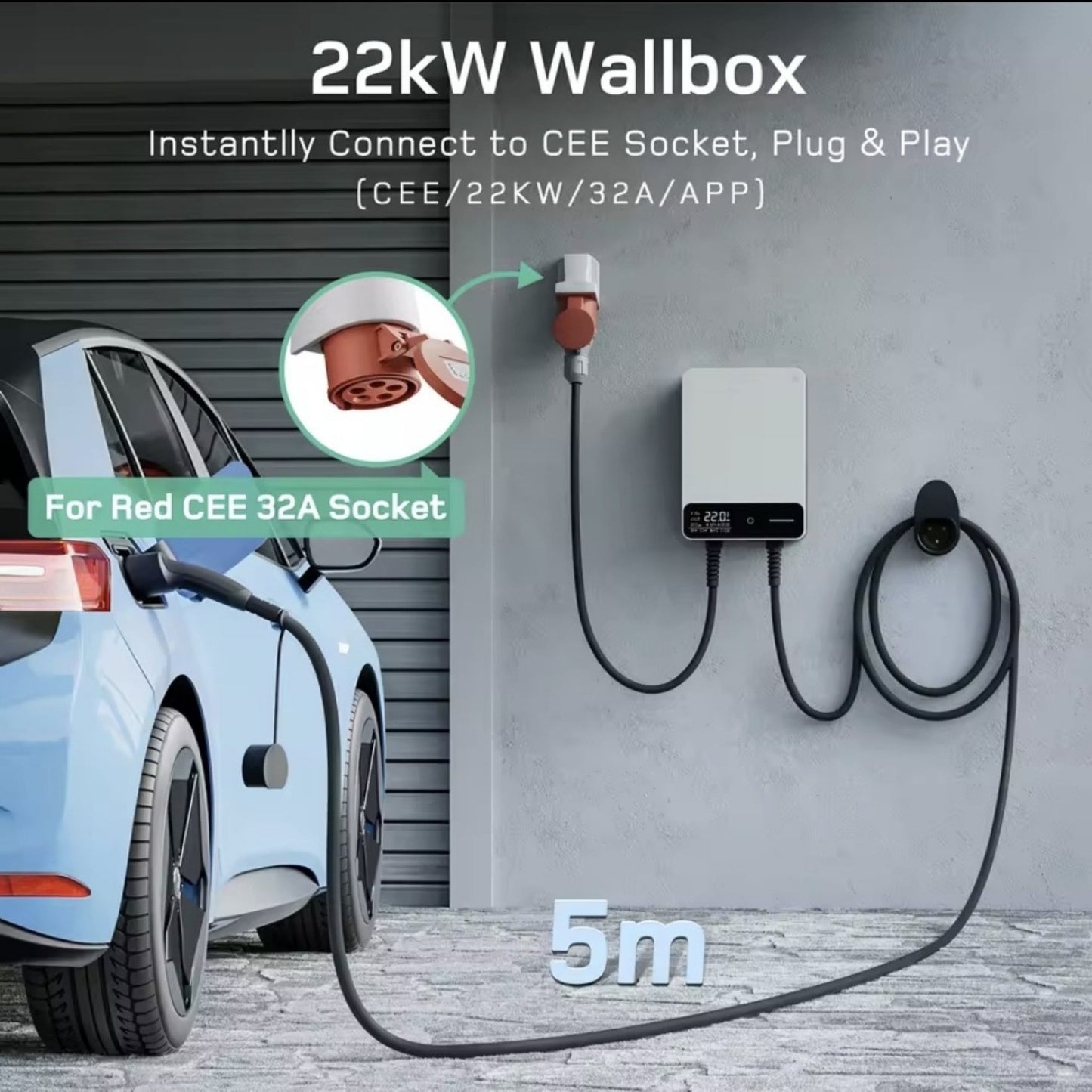 Wallbox Home | Slim Laadstation 11 of 22kW | Type 2 Kabel & App-besturing