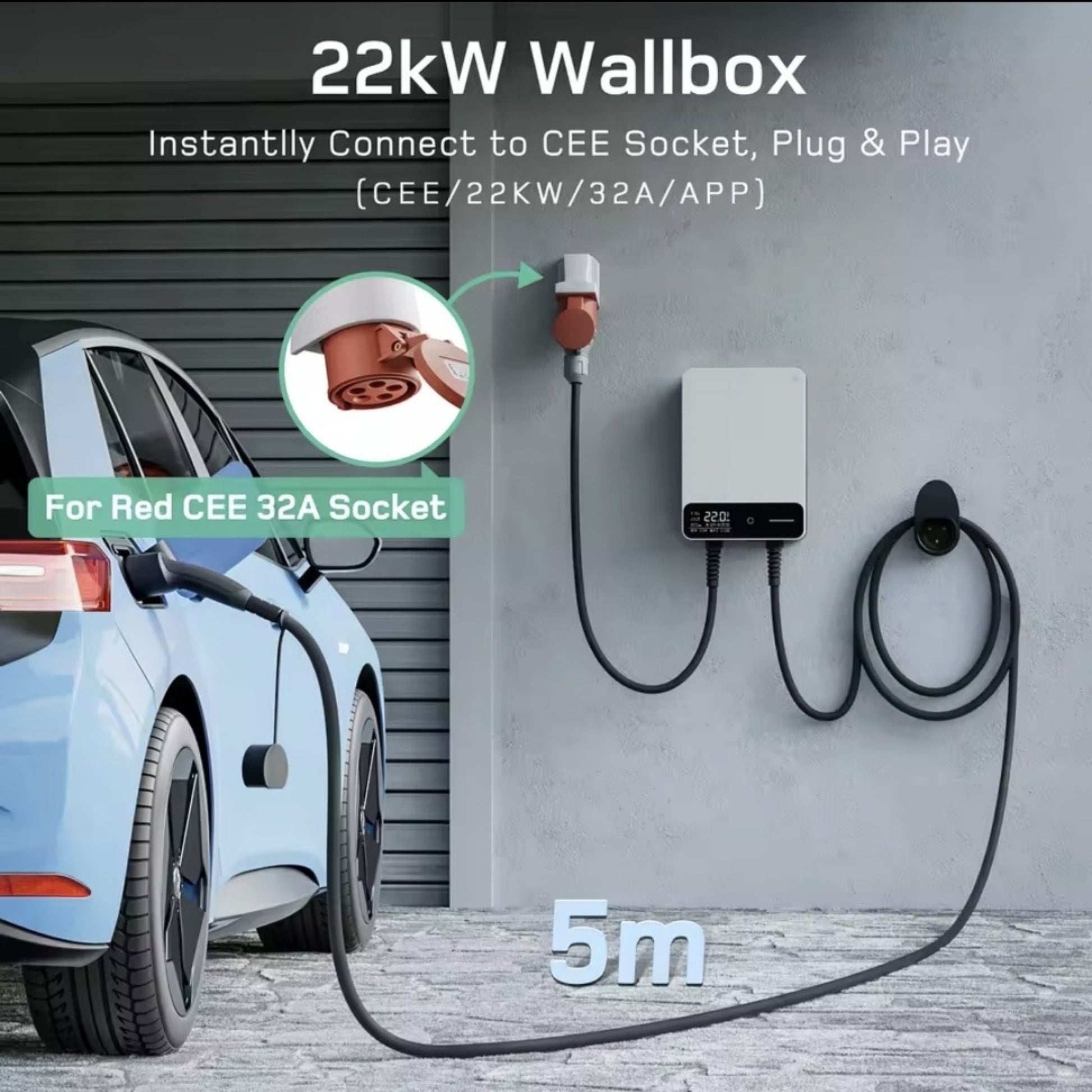 Wallbox Home | Slim Laadstation 11 of 22kW | Type 2 Kabel & App-besturing